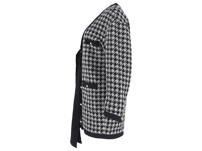 Vestido mini de pata de gallo Alessandra Rich en poliamida negra y gris - vista 2