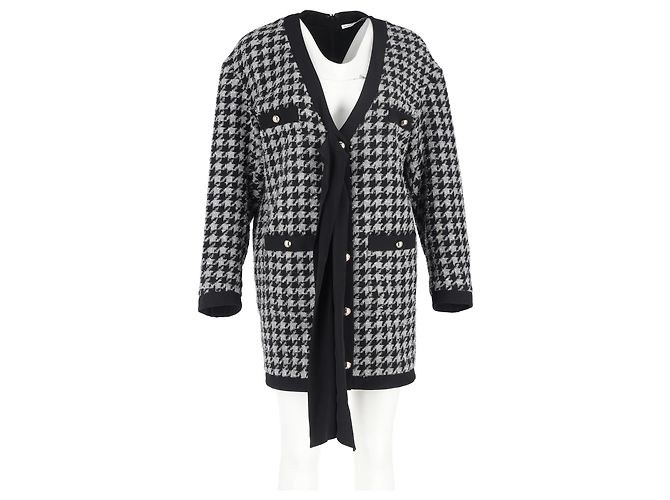 Vestido mini de pata de gallo Alessandra Rich en poliamida negra y gris - vista 4