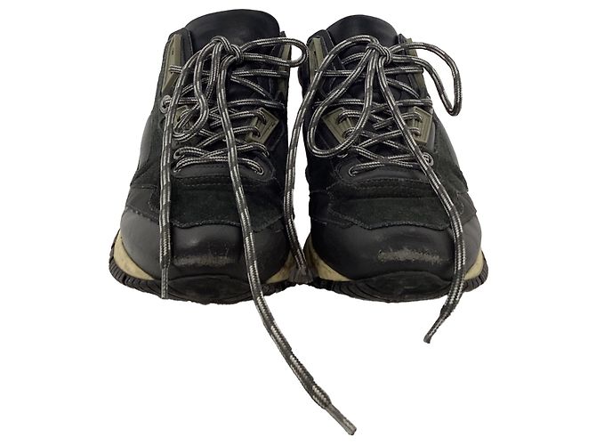 Sneakers Lanvin Runners DS in suede nero e pelle - vista 2