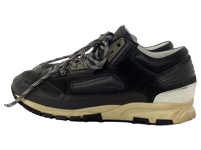 Sneakers Lanvin Runners DS in suede nero e pelle - vista 4