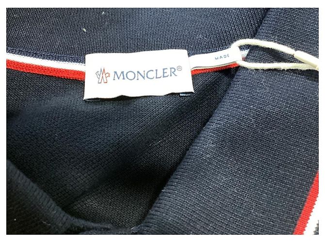 Polo a maniche lunghe con patch Moncler in cotone blu navy - vista 11