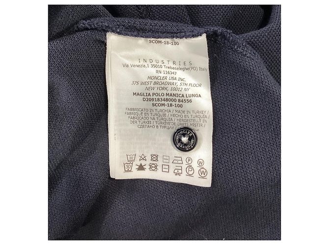 Polo a maniche lunghe con patch Moncler in cotone blu navy - vista 12