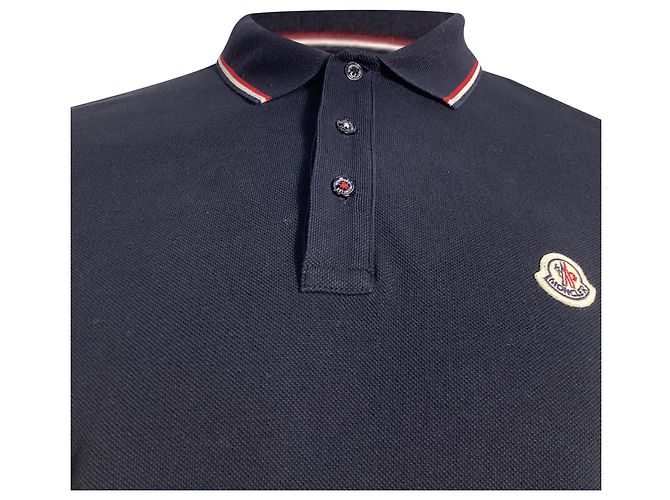 Polo a maniche lunghe con patch Moncler in cotone blu navy - vista 2