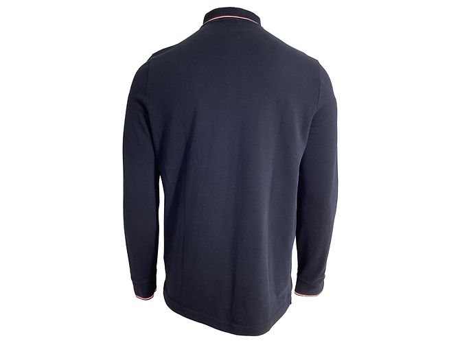 Polo a maniche lunghe con patch Moncler in cotone blu navy - vista 4