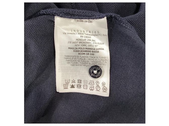 Polo a maniche lunghe con patch Moncler in cotone blu navy - vista 6