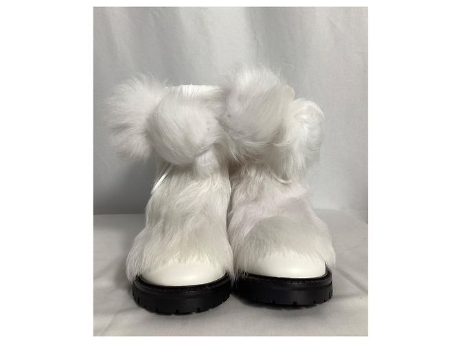 Botas de tobillo de cuero blanco con ribete de piel de Jimmy Choo Crudo - vista 10