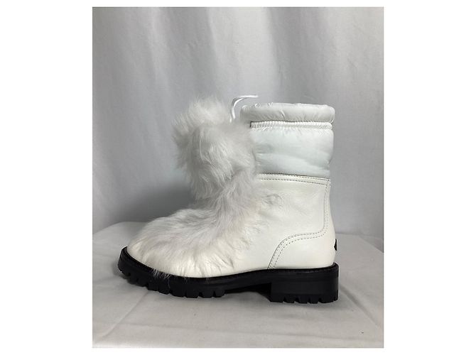 Botas de tobillo de cuero blanco con ribete de piel de Jimmy Choo Crudo - vista 12