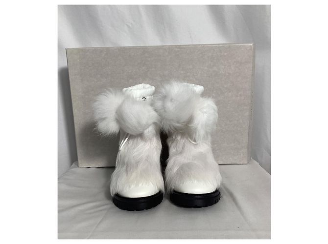 Botas de tobillo de cuero blanco con ribete de piel de Jimmy Choo Crudo - vista 13
