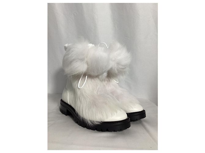Botas de tobillo de cuero blanco con ribete de piel de Jimmy Choo Crudo - vista 14