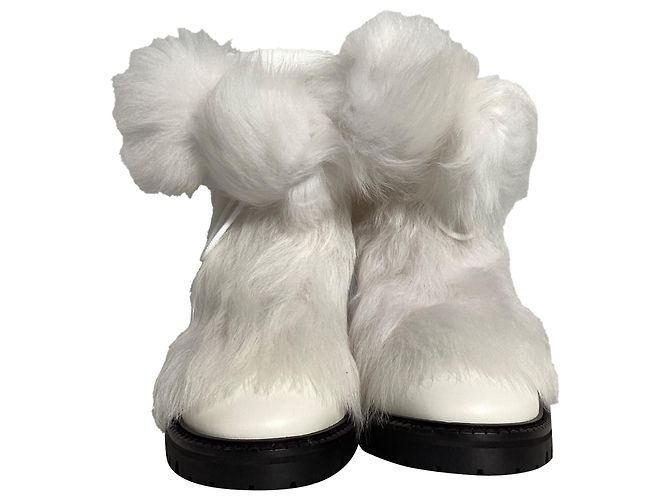 Botas de tobillo de cuero blanco con ribete de piel de Jimmy Choo Crudo - vista 2