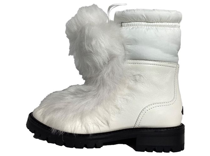 Botas de tobillo de cuero blanco con ribete de piel de Jimmy Choo Crudo - vista 4