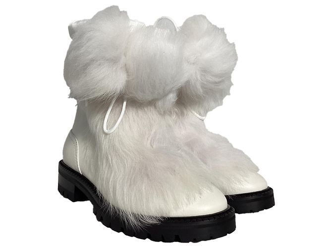Botas de tobillo de cuero blanco con ribete de piel de Jimmy Choo Crudo - vista 6