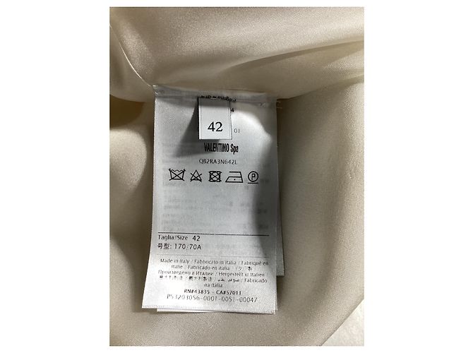 Valentino Garavani Falda mini plisada a rayas de crepé Valentino en lana crema Blanco Crudo - vista 10