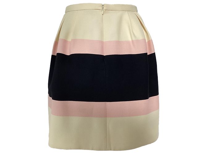Valentino Garavani Falda mini plisada a rayas de crepé Valentino en lana crema Blanco Crudo - vista 2