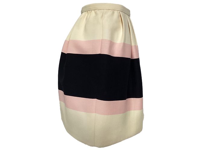 Valentino Garavani Falda mini plisada a rayas de crepé Valentino en lana crema Blanco Crudo - vista 3