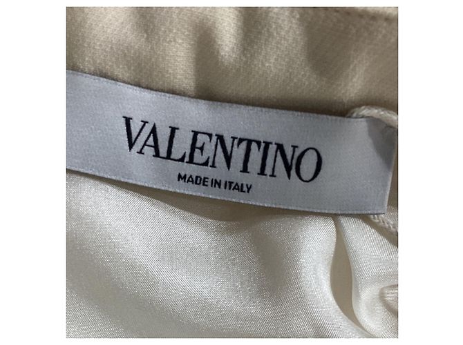 Valentino Garavani Falda mini plisada a rayas de crepé Valentino en lana crema Blanco Crudo - vista 4
