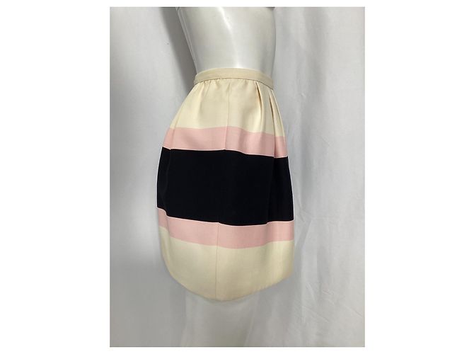 Valentino Garavani Falda mini plisada a rayas de crepé Valentino en lana crema Blanco Crudo - vista 8