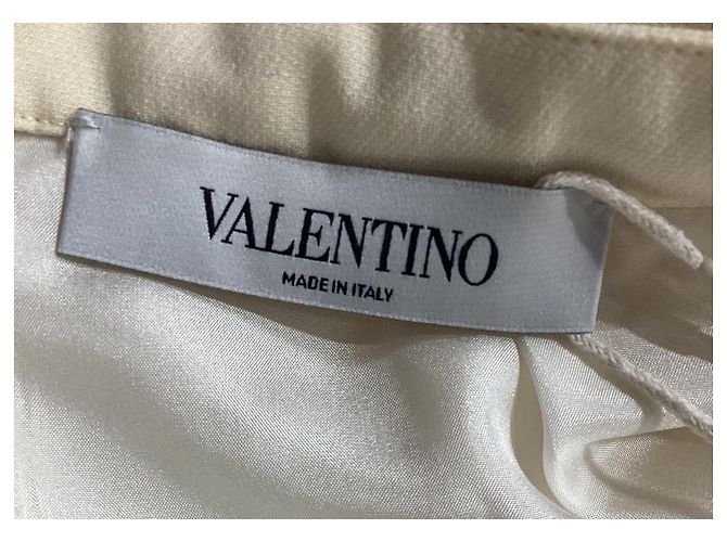 Valentino Garavani Falda mini plisada a rayas de crepé Valentino en lana crema Blanco Crudo - vista 9