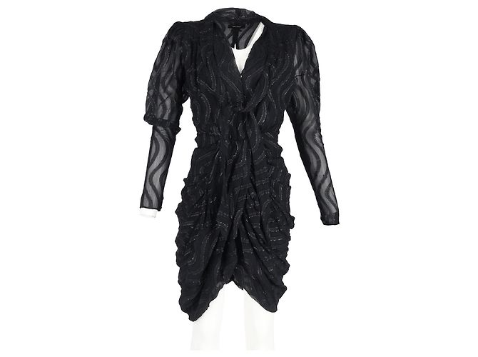 Vestido de estampado metálico Atoa Isabel Marant en algodón negro - vista 4