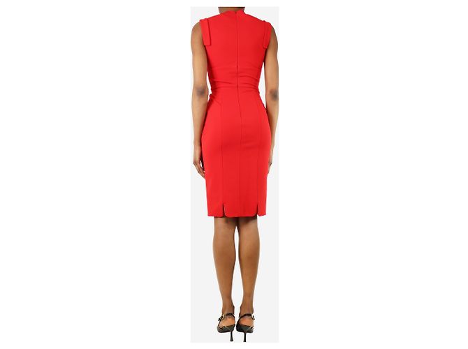 Alexander Mcqueen Vestido midi rojo sin mangas - talla UK 6 - vista 2