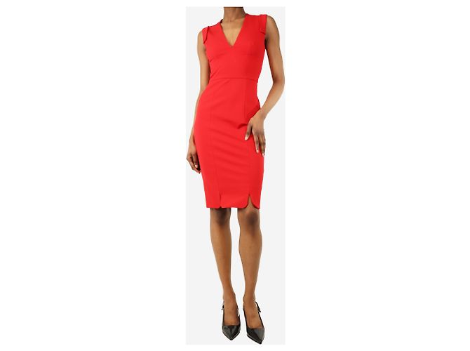 Alexander Mcqueen Vestido midi rojo sin mangas - talla UK 6 - vista 3