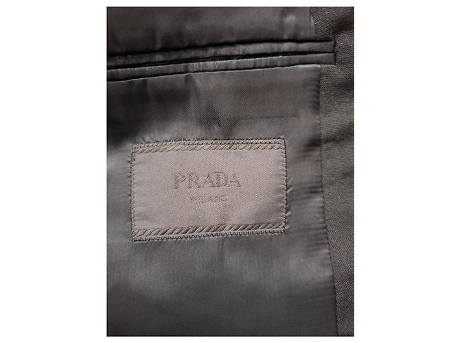 Completo giacca a un bottone e pantaloni Prada in lana nera - vista 11