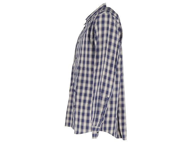 Camicia a quadri Michael Kors in cotone blu navy e crema - vista 2