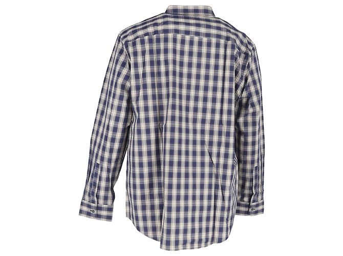 Camicia a quadri Michael Kors in cotone blu navy e crema - vista 3