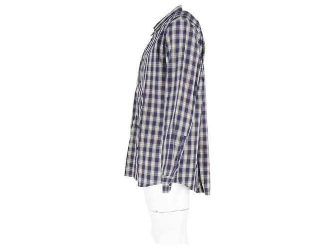 Camicia a quadri Michael Kors in cotone blu navy e crema - vista 5