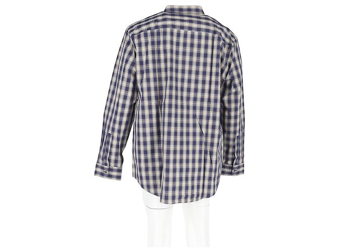 Camicia a quadri Michael Kors in cotone blu navy e crema - vista 6