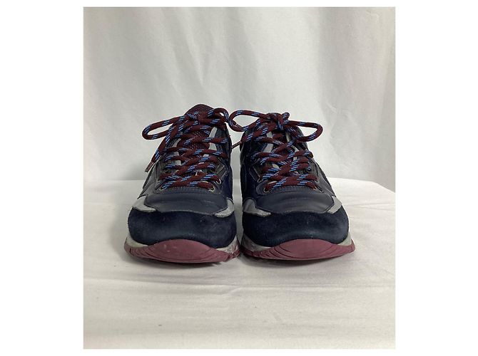 Sneakers Lanvin Runners DS in suede blu e pelle - vista 11