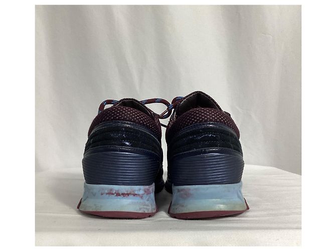 Sneakers Lanvin Runners DS in suede blu e pelle - vista 12