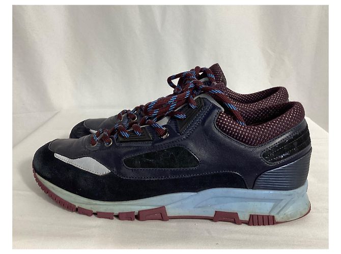 Sneakers Lanvin Runners DS in suede blu e pelle - vista 13