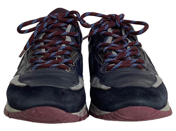 Sneakers Lanvin Runners DS in suede blu e pelle - vista 2