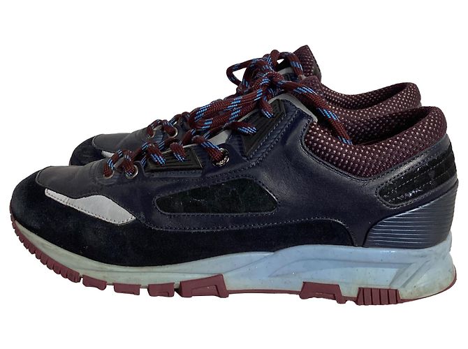 Sneakers Lanvin Runners DS in suede blu e pelle - vista 4