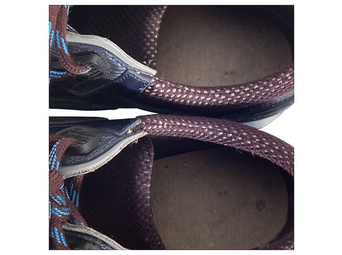 Sneakers Lanvin Runners DS in suede blu e pelle - vista 5