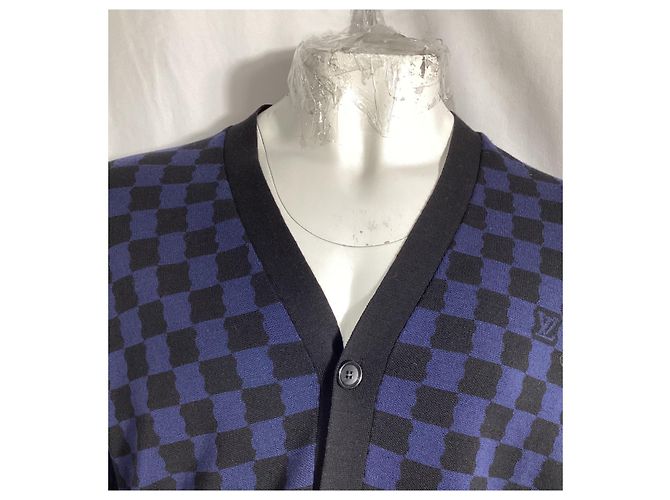 Twist Louis Vuitton Karokardigan aus marineblauer Wolle - Ansicht 8