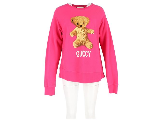 Gucci bestickter Teddy-Bär-Pullover aus rosa Baumwolle Pink - Ansicht 4