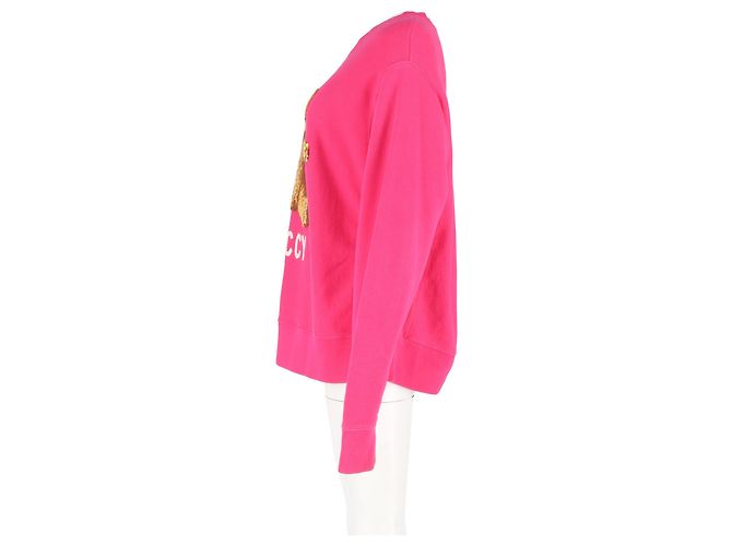 Gucci bestickter Teddy-Bär-Pullover aus rosa Baumwolle Pink - Ansicht 5