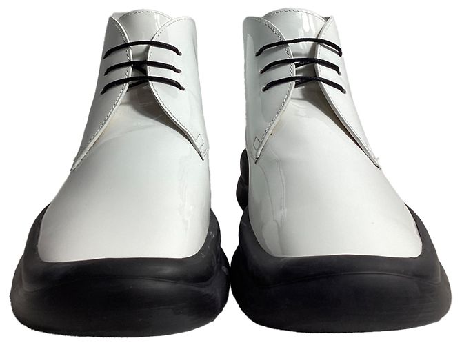 The row As botas de tornozelo com cadarço Row Town em couro sintético branco Cru - vista 2