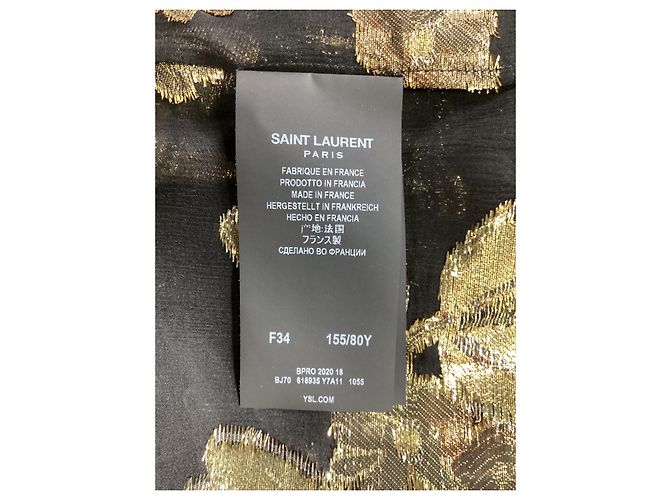Blusa de seda preta com gola alta adornada com flores Saint Laurent - vista 14