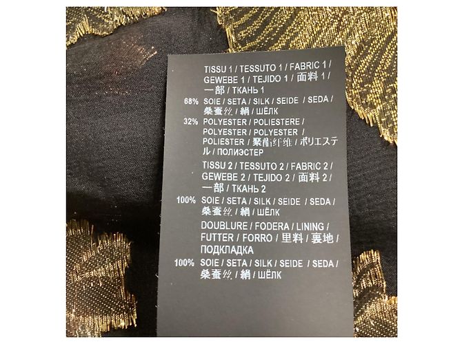 Blusa de seda preta com gola alta adornada com flores Saint Laurent - vista 6