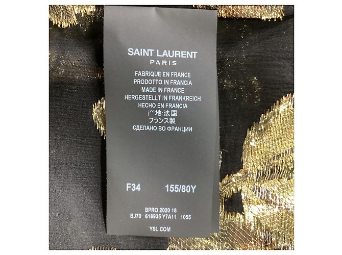 Blusa de seda preta com gola alta adornada com flores Saint Laurent - vista 7