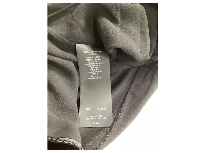 Vestido midi costas nu recortado Saint Laurent em viscose preta Preto - vista 10