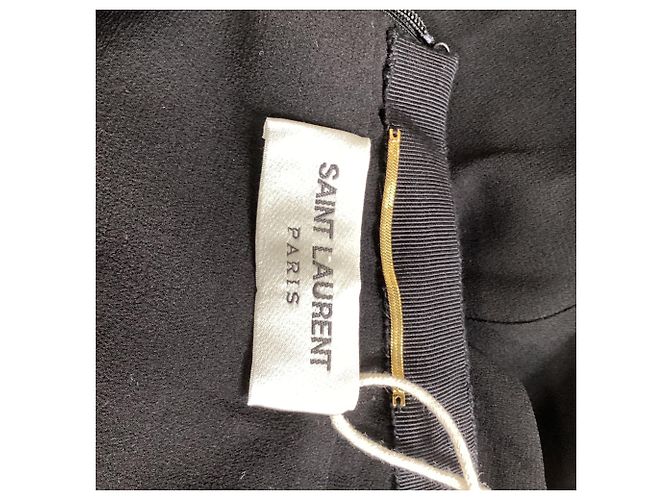 Vestido midi costas nu recortado Saint Laurent em viscose preta Preto - vista 5