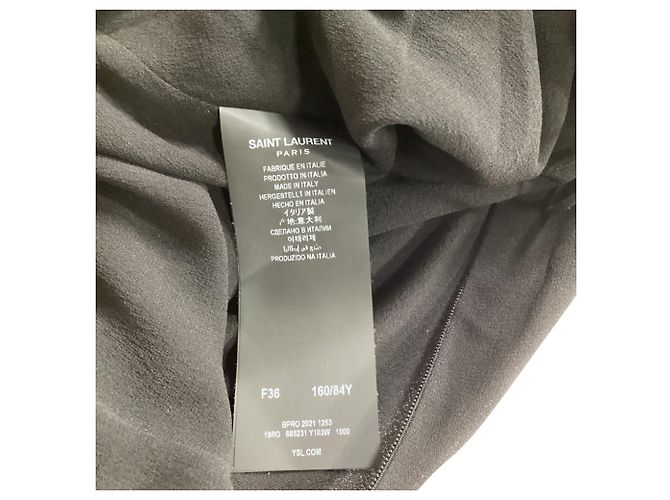 Vestido midi costas nu recortado Saint Laurent em viscose preta Preto - vista 6