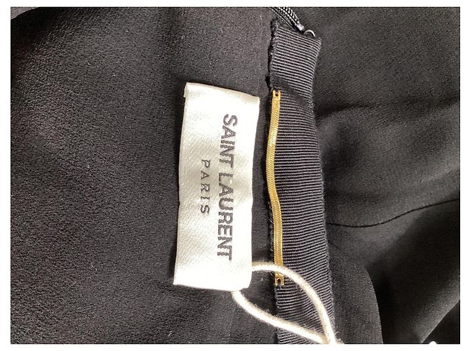 Vestido midi costas nu recortado Saint Laurent em viscose preta Preto - vista 9