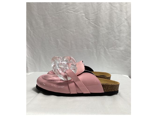 Mule con catena Jw Anderson in pelle verniciata rosa - vista 11