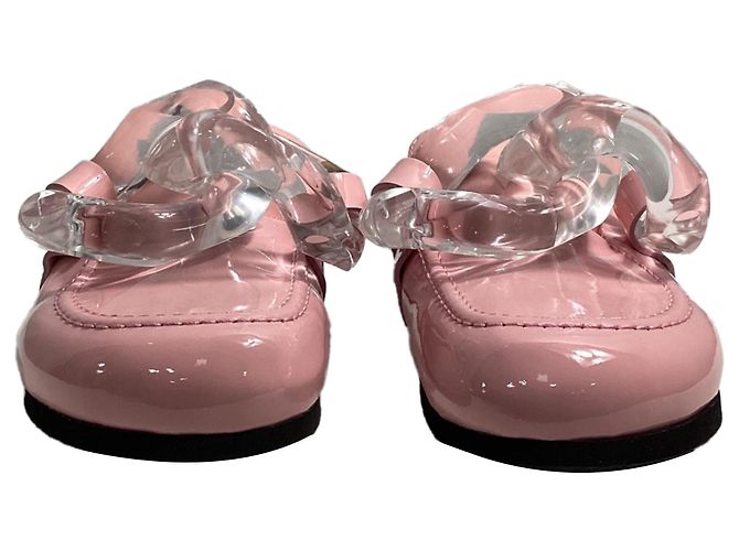 Mule con catena Jw Anderson in pelle verniciata rosa - vista 2