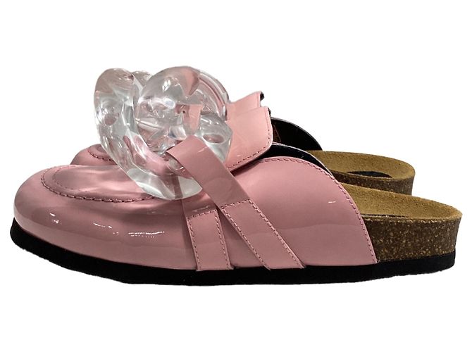 Mule con catena Jw Anderson in pelle verniciata rosa - vista 4